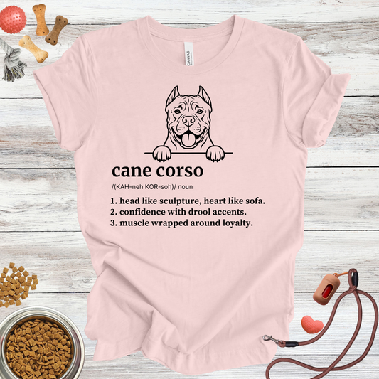 Cane Corso definition dog t-shirt in Soft Pink — Paw Shaped Love