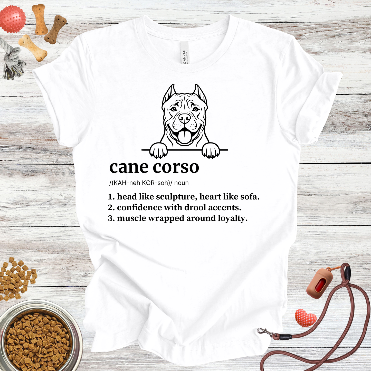 Cane Corso definition dog t-shirt in White — Paw Shaped Love