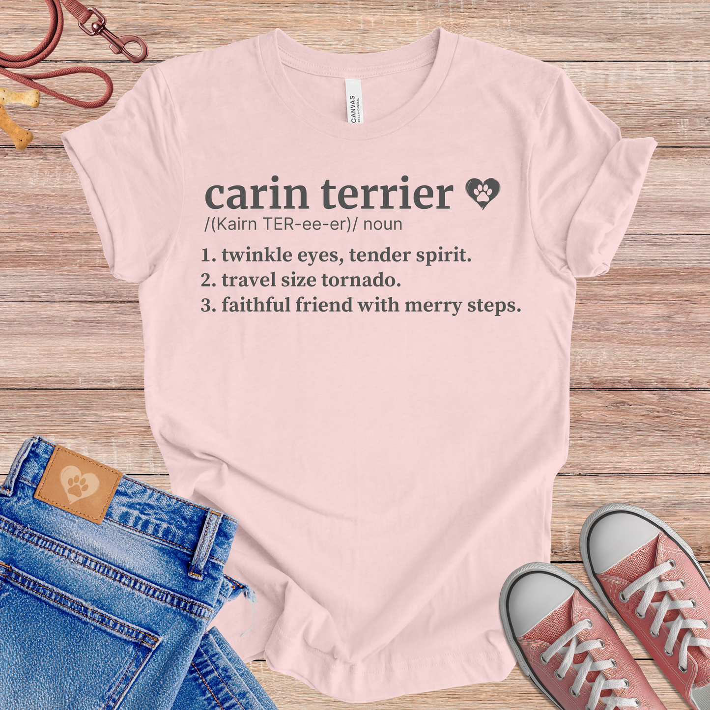 Carin Terrier definition Tee dog t-shirt in Soft Pink — Paw Shaped Love