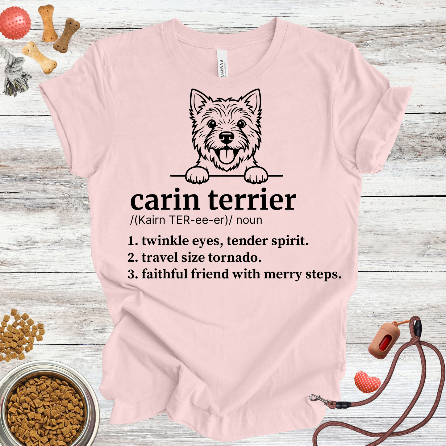 Carin Terrier definition dog t-shirt in Soft Pink — Paw Shaped Love