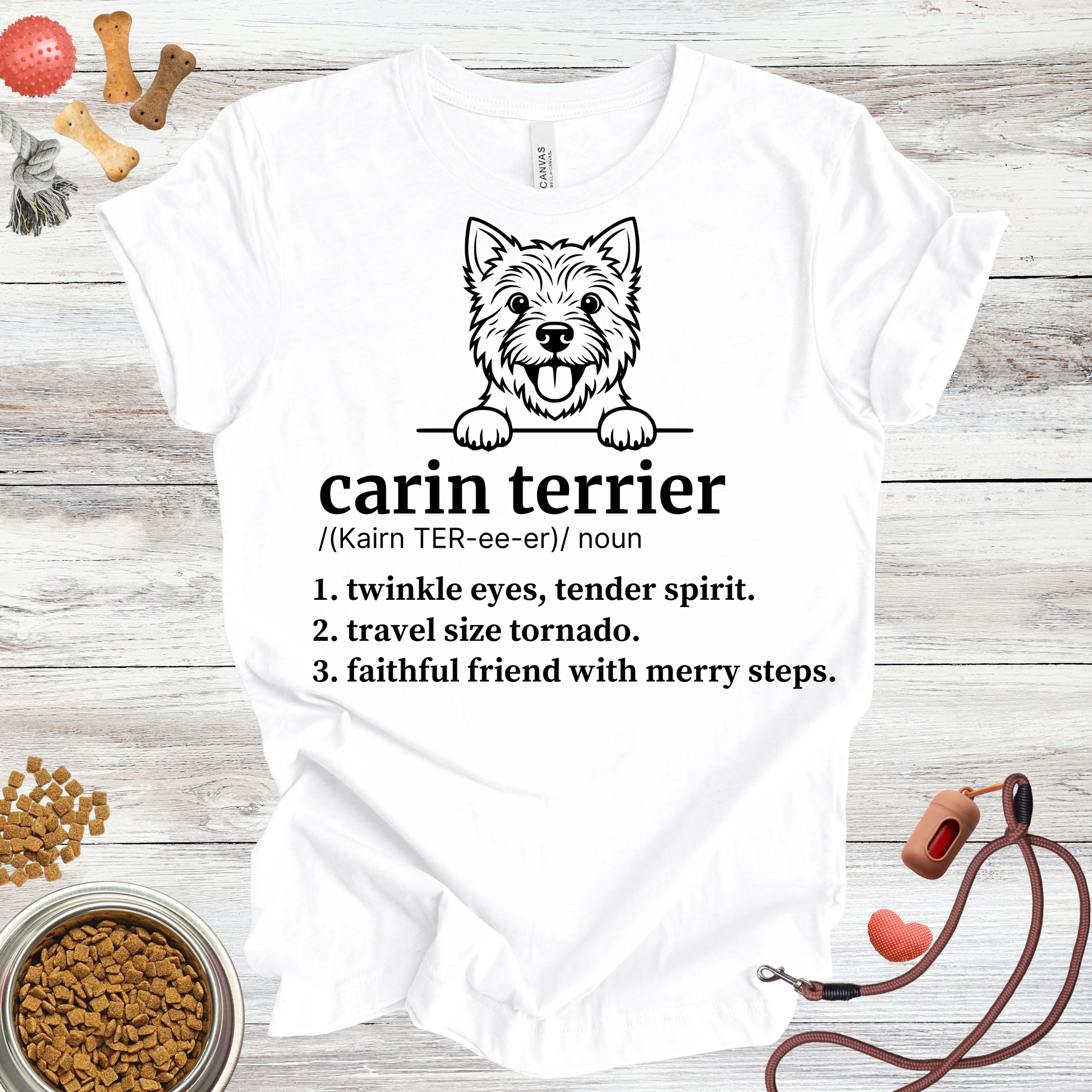 Carin Terrier definition dog t-shirt in White — Paw Shaped Love