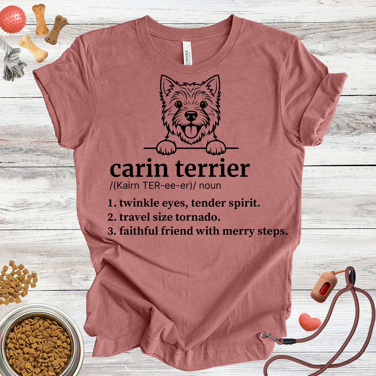Carin Terrier definition dog t-shirt in Heather Mauve — Paw Shaped Love