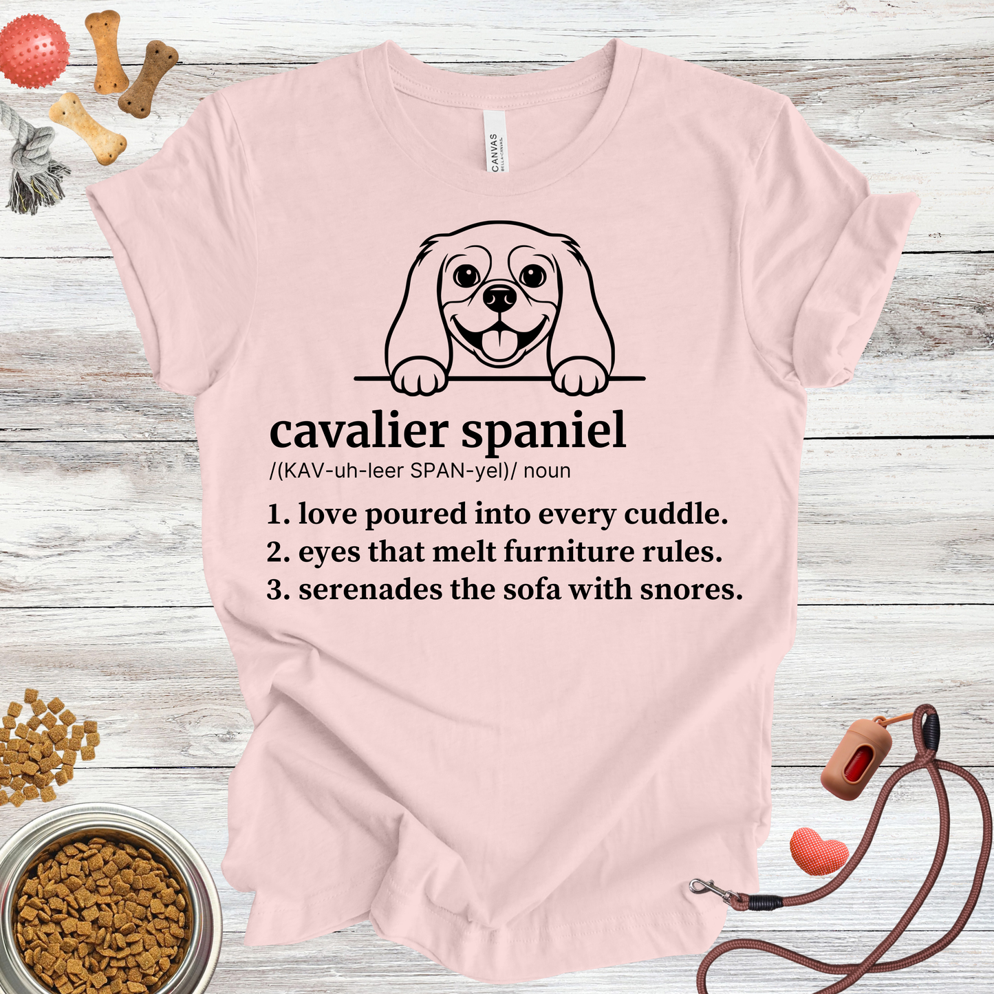 Cavalier Spaniel definition dog t-shirt in Soft Pink — Paw Shaped Love