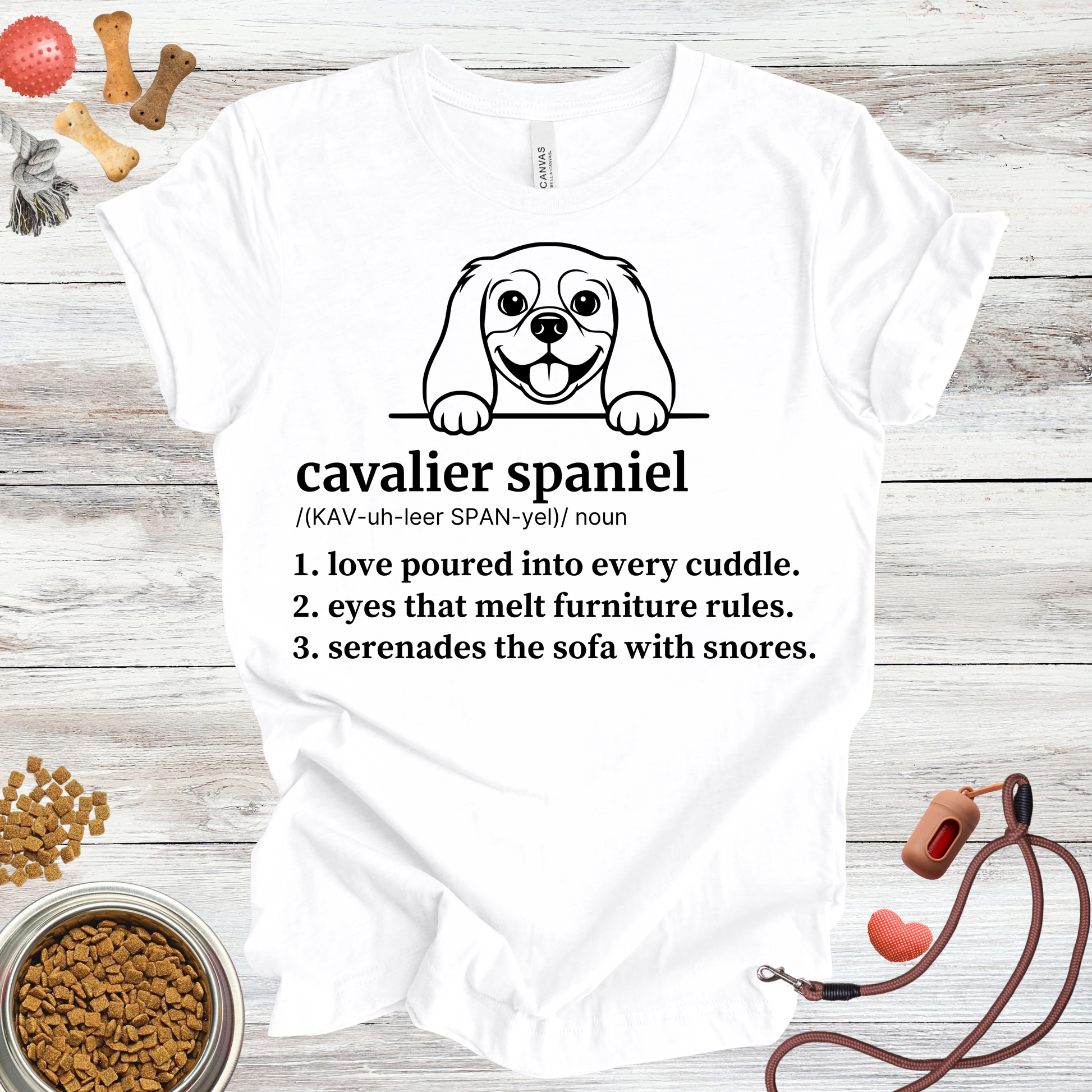 Cavalier Spaniel definition dog t-shirt in White — Paw Shaped Love