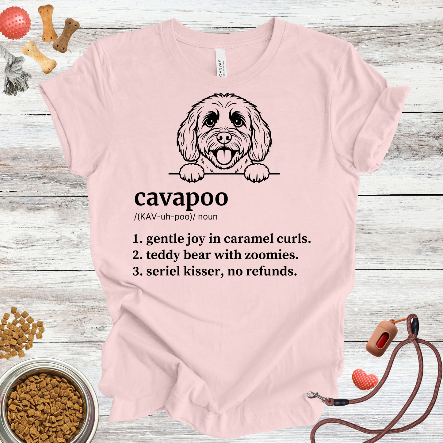 Cavapoo definition dog t-shirt in Soft Pink — Paw Shaped Love
