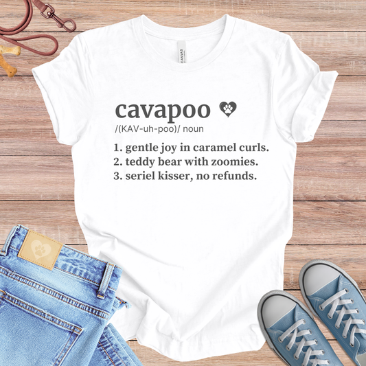 Cavapoo definition Tee dog t-shirt in White — Paw Shaped Love