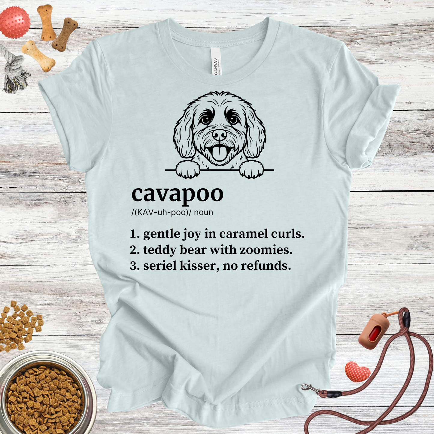 Cavapoo definition dog t-shirt in Heather Ice Blue — Paw Shaped Love