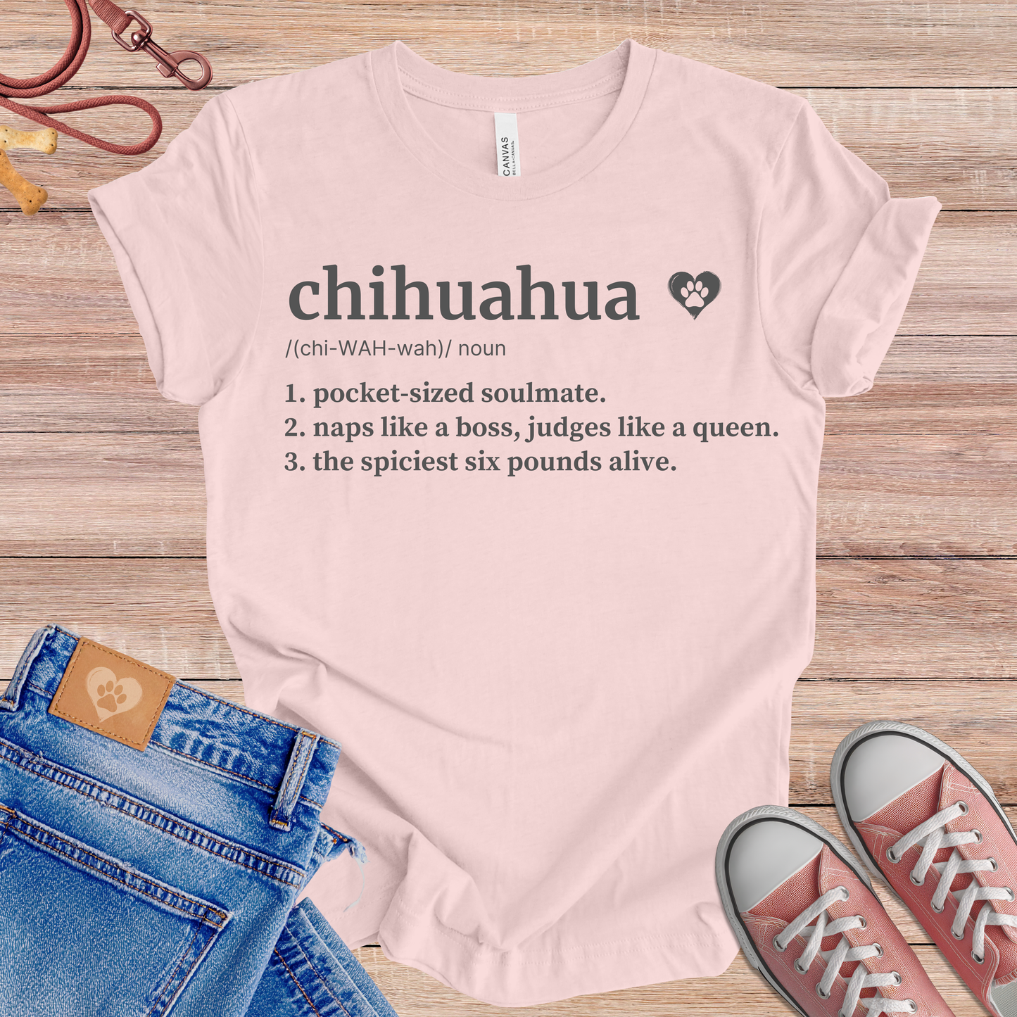 Chihuahua definition dog t-shirt in Soft Pink — Paw Shaped Love