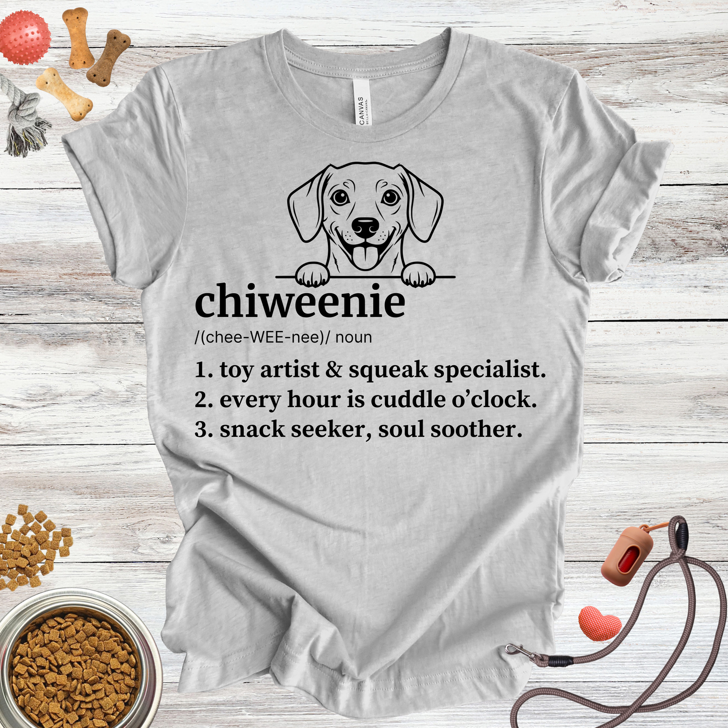 Chiweenie definition dog t-shirt in Athletic Heather — Paw Shaped Love