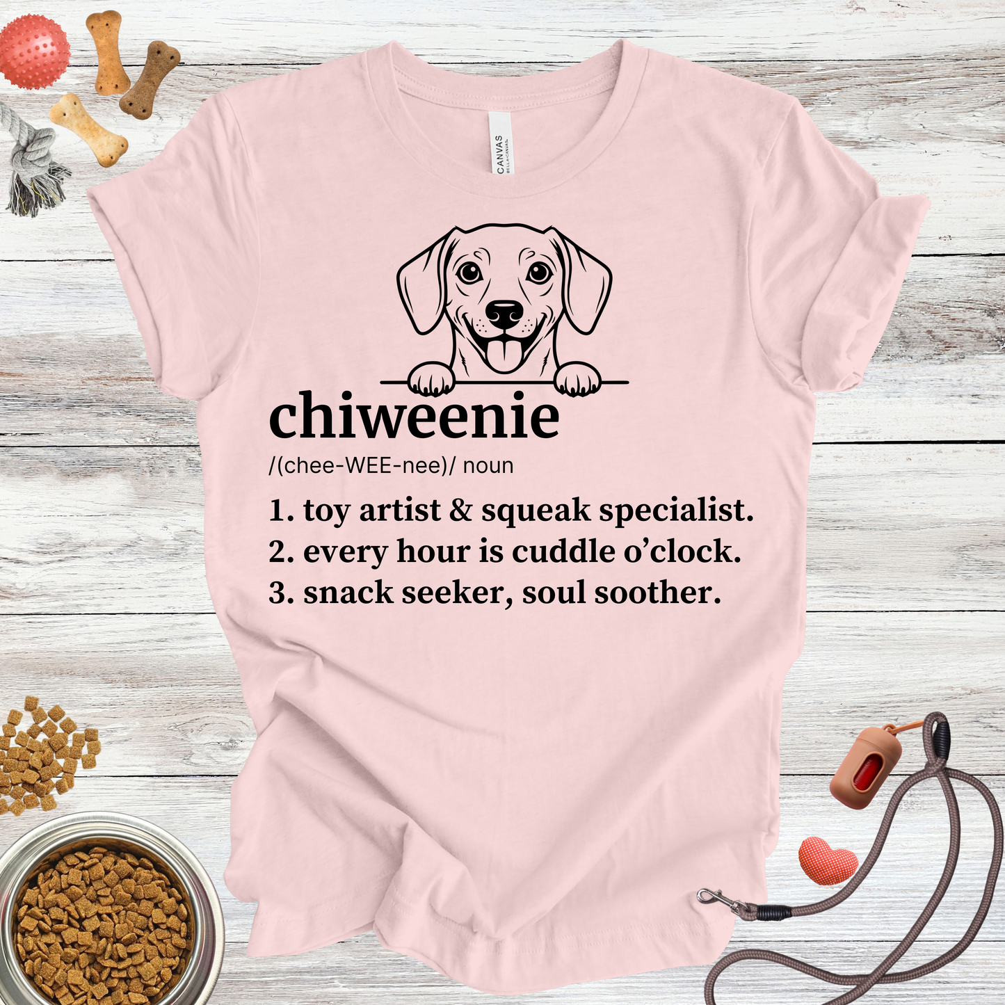 Chiweenie definition dog t-shirt in Soft Pink — Paw Shaped Love