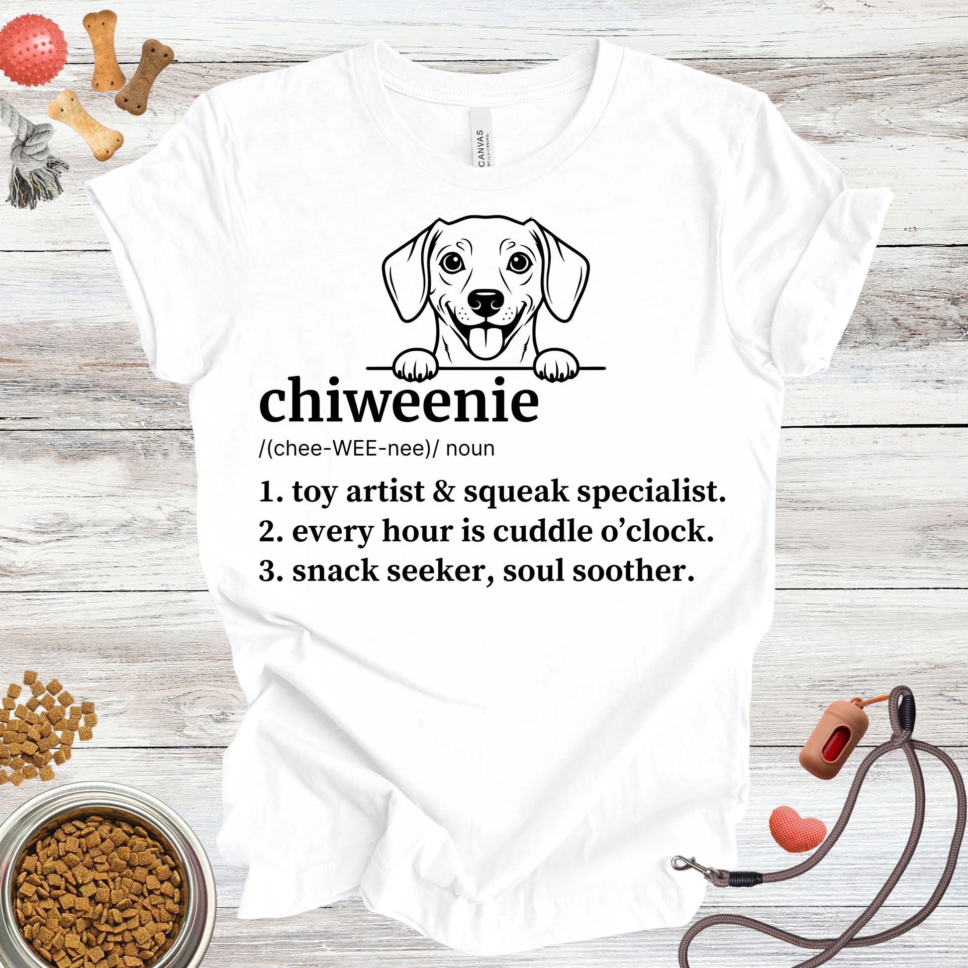 Chiweenie definition dog t-shirt in White — Paw Shaped Love