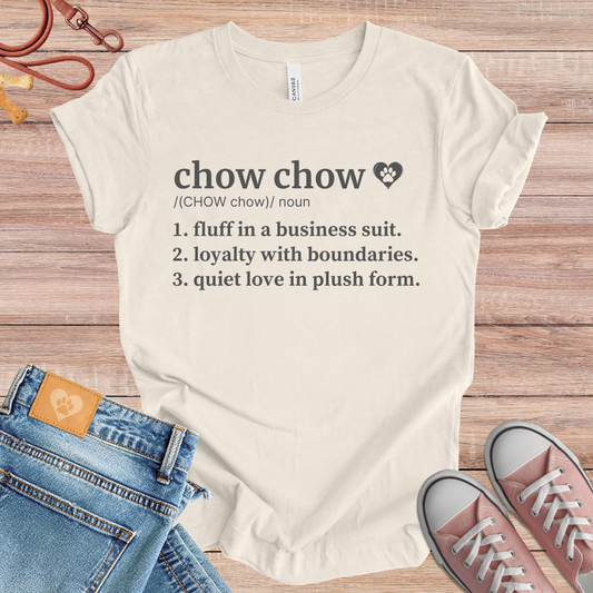 Chow Chow definition Tee dog t-shirt in Natural — Paw Shaped Love