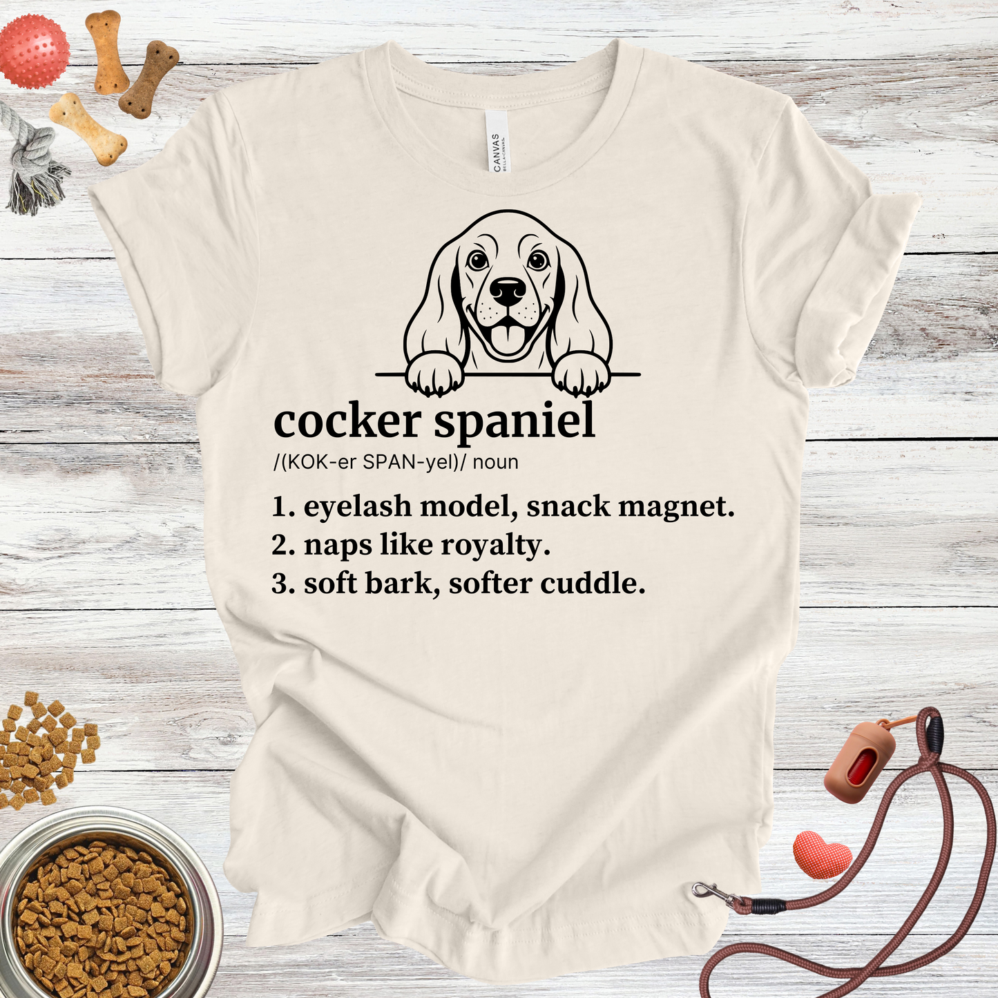 Cocker Spaniel definition dog t-shirt in Natural — Paw Shaped Love