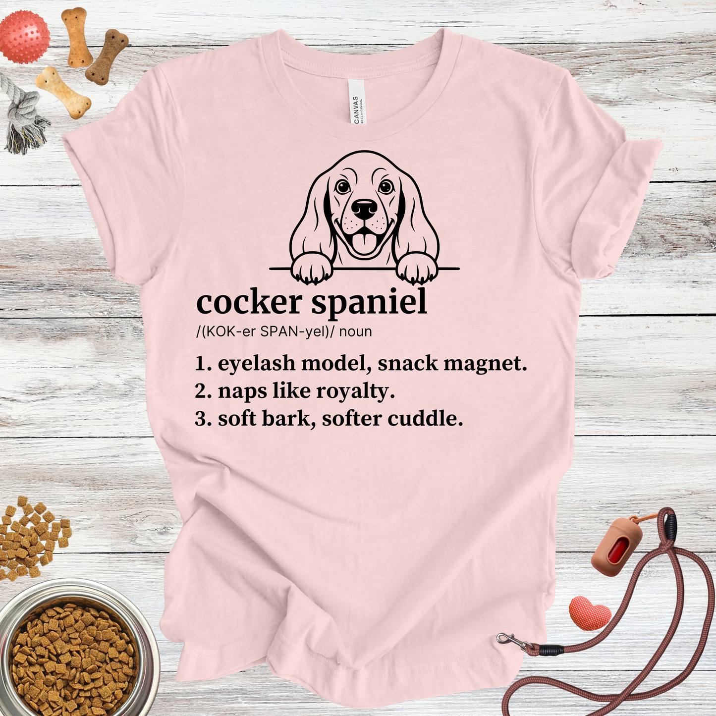 Cocker Spaniel definition dog t-shirt in Soft Pink — Paw Shaped Love