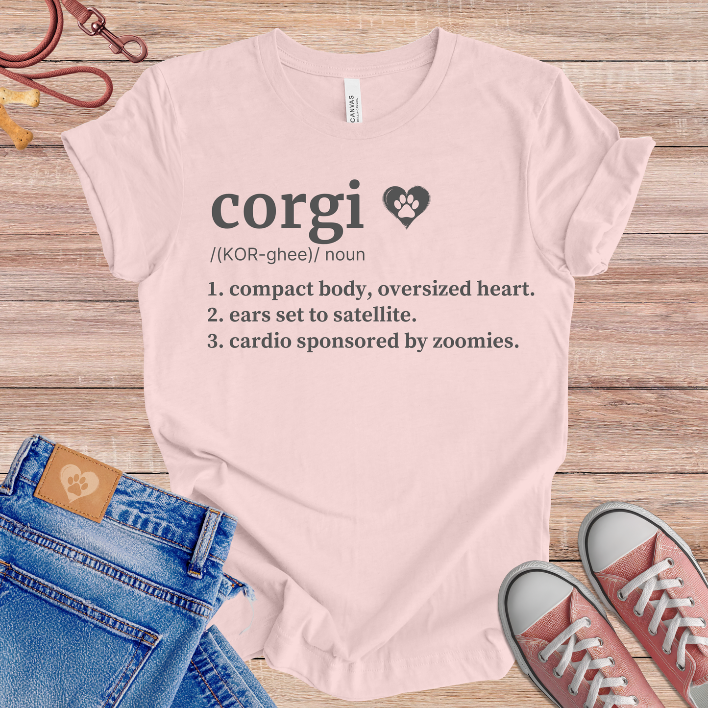 Corgi definition dog t-shirt in Soft Pink — Paw Shaped Love