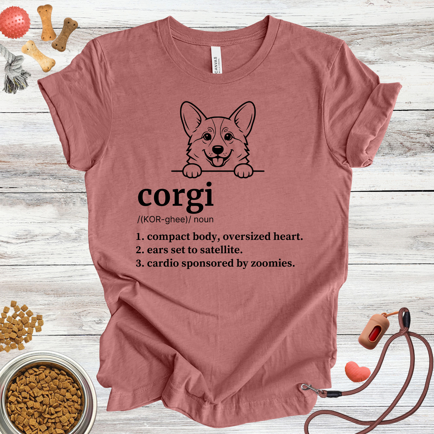 Corgi definition dog t-shirt in Heather Mauve — Paw Shaped Love