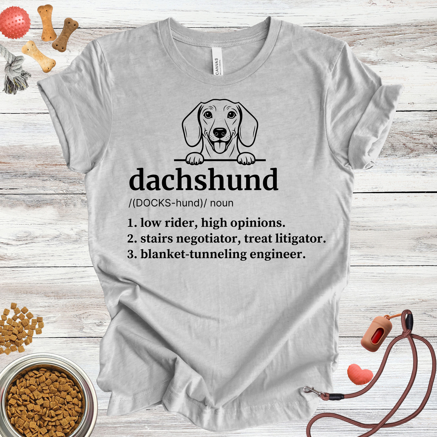 Dachshund definition dog t-shirt in Athletic Heather — Paw Shaped Love