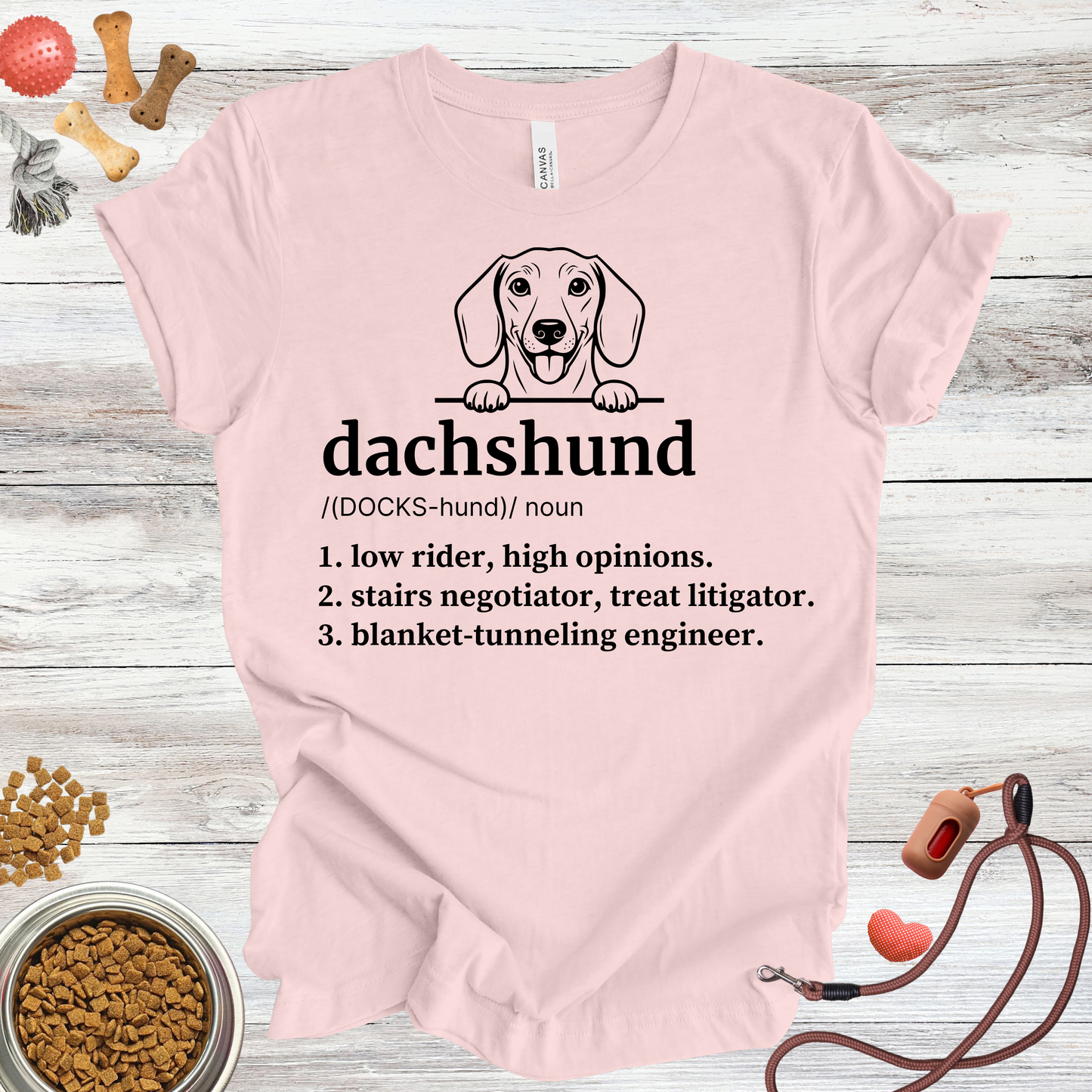 Dachshund definition dog t-shirt in Soft Pink — Paw Shaped Love
