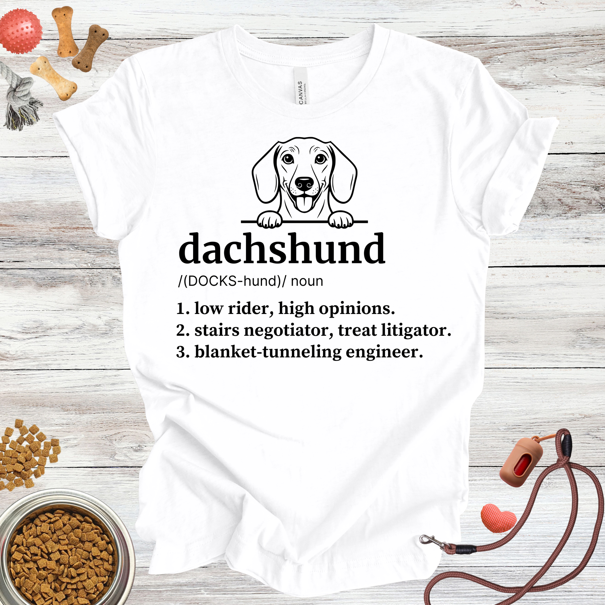 Dachshund definition dog t-shirt in White — Paw Shaped Love