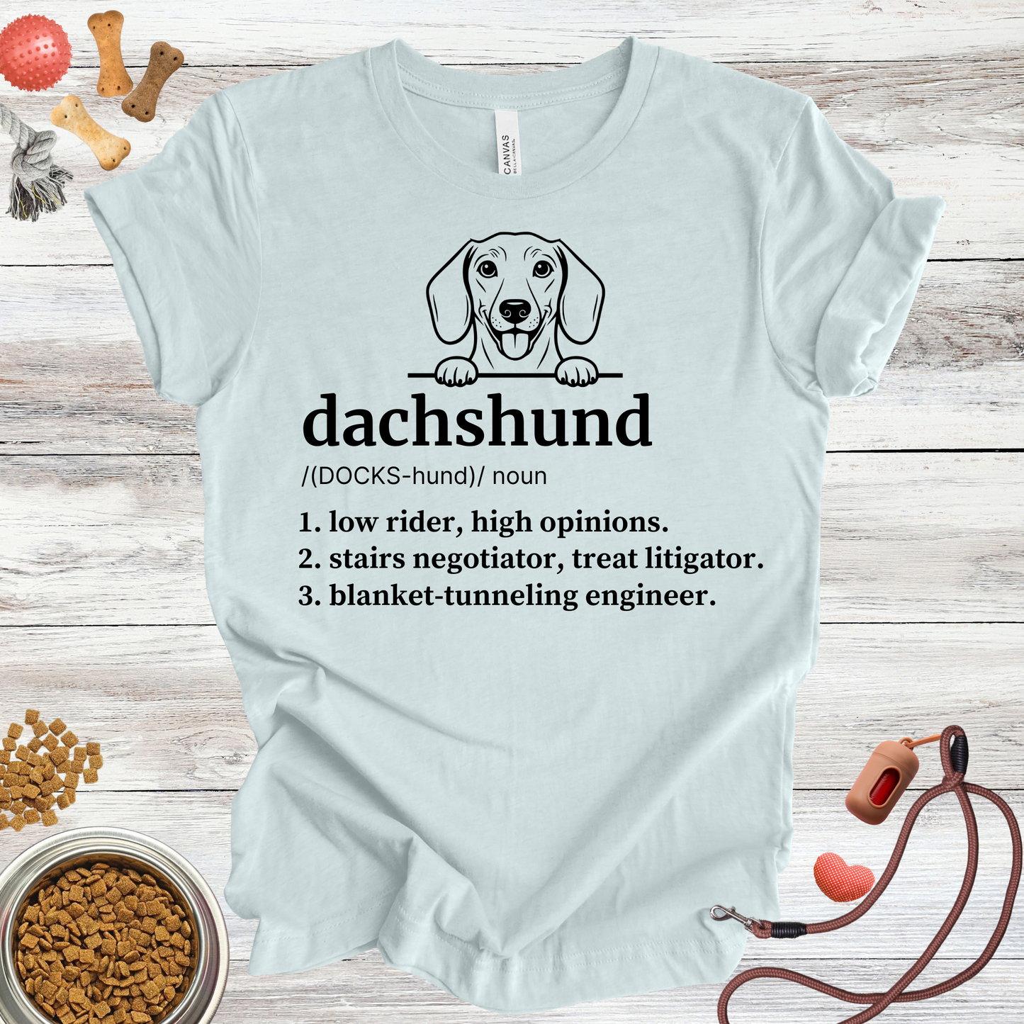Dachshund definition dog t-shirt in Heather Ice Blue — Paw Shaped Love