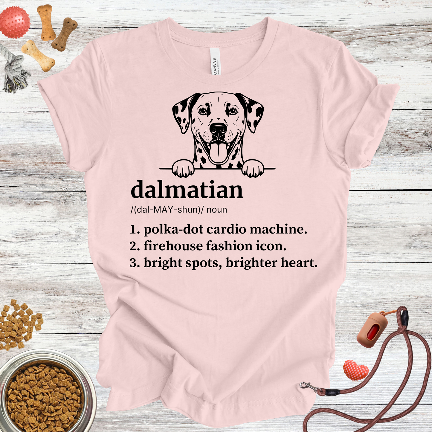 Dalmatian definition dog t-shirt in Soft Pink — Paw Shaped Love