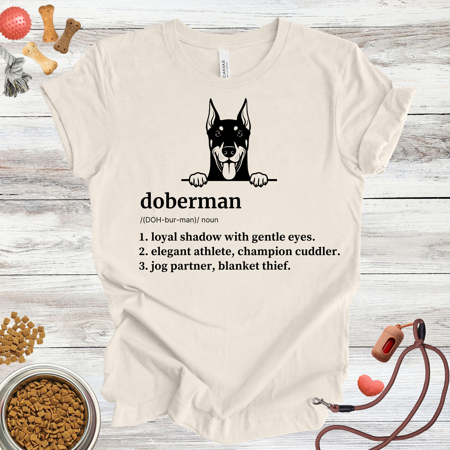 Doberman definition dog t-shirt in Natural — Paw Shaped Love