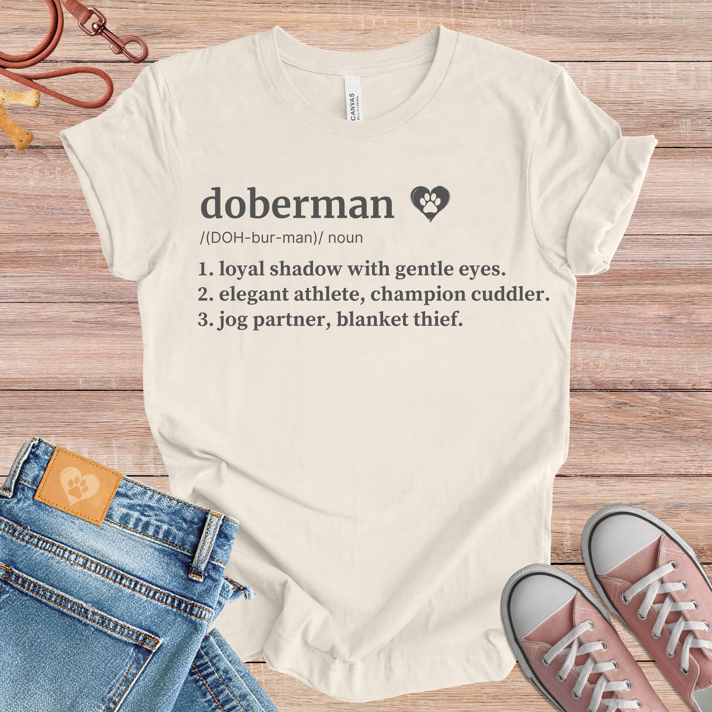 Doberman definition dog t-shirt in Natural — Paw Shaped Love