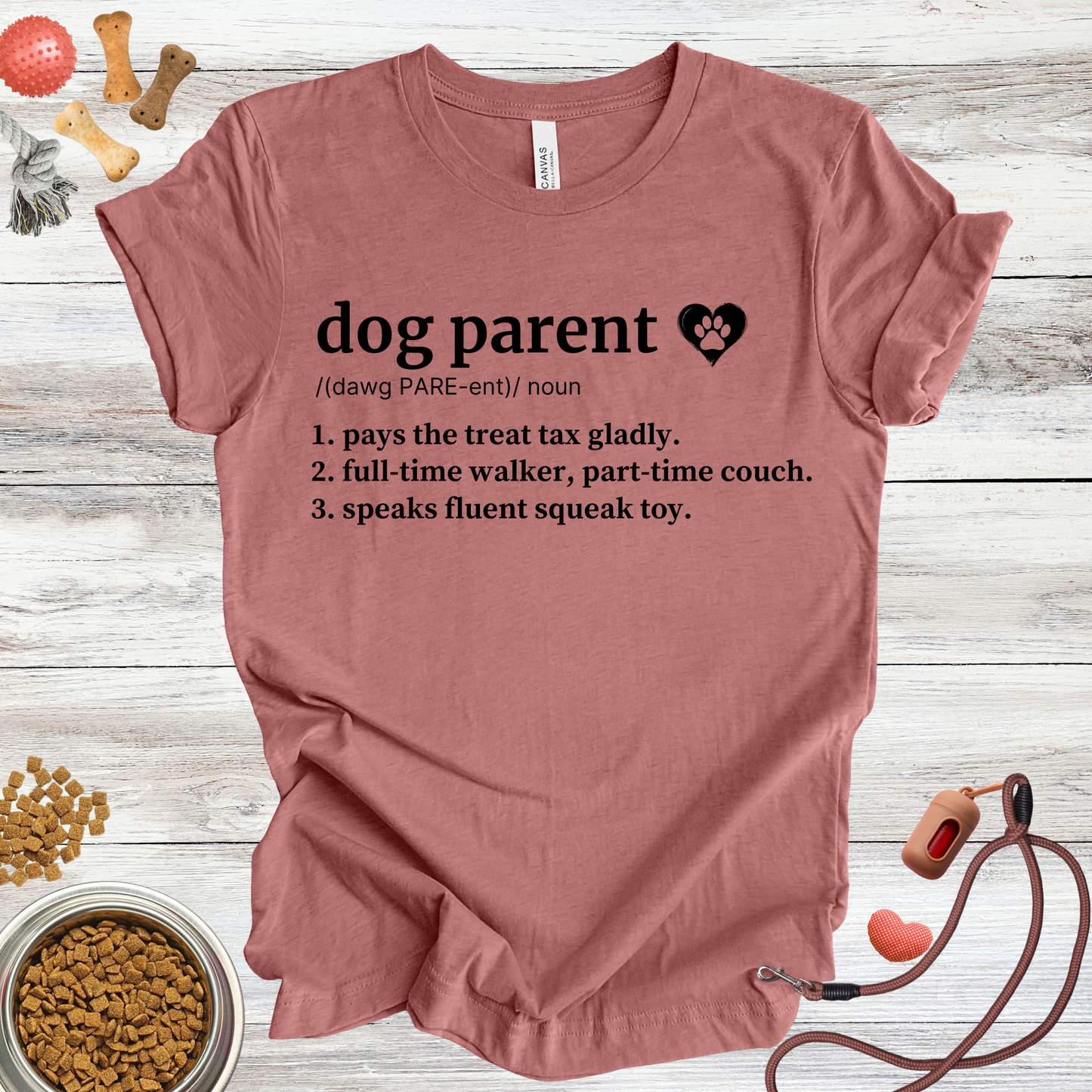Dog Parent definition dog t-shirt in Heather Mauve — Paw Shaped Love