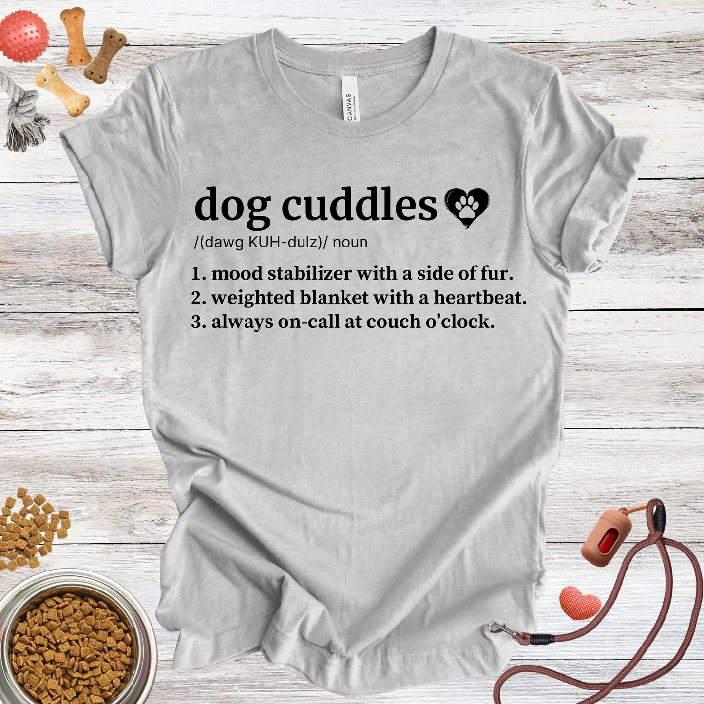 Dog Cuddles definition dog t-shirt in Athletic Heather — Paw Shaped Love