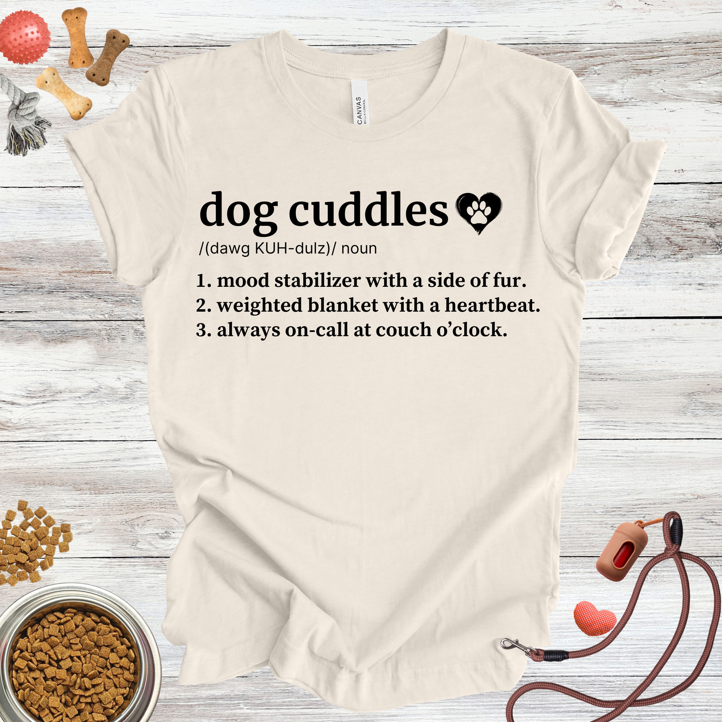 Dog Cuddles definition dog t-shirt in Natural — Paw Shaped Love