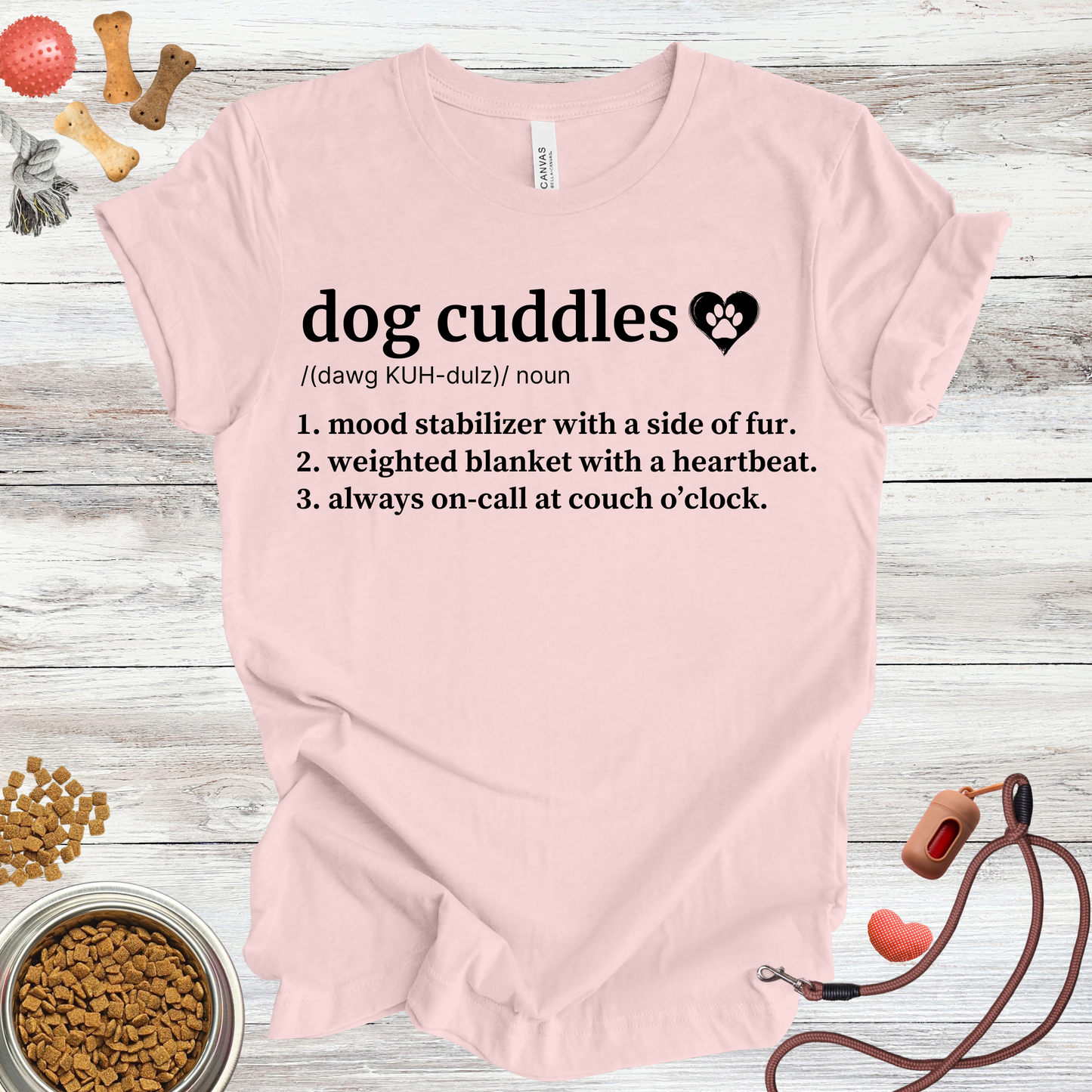 Dog Cuddles definition dog t-shirt in Soft Pink — Paw Shaped Love