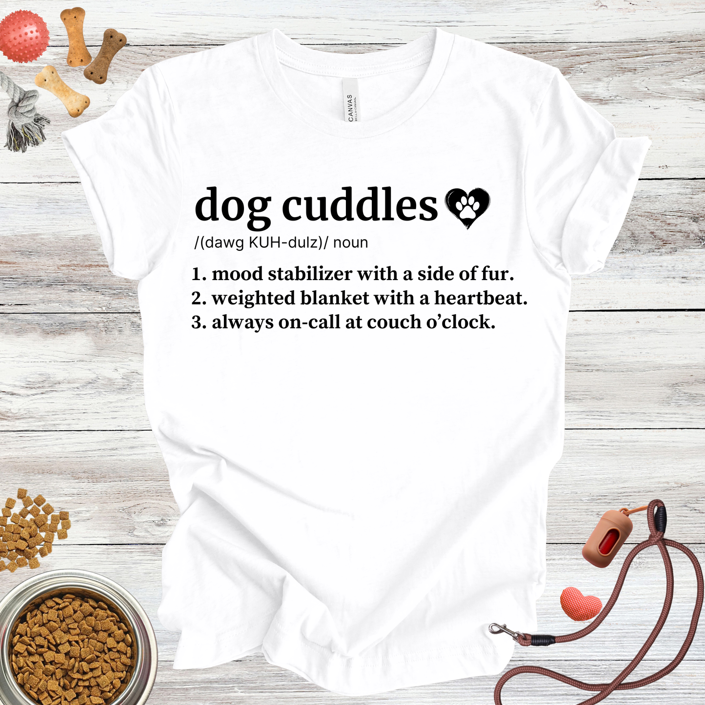 Dog Cuddles definition dog t-shirt in White — Paw Shaped Love