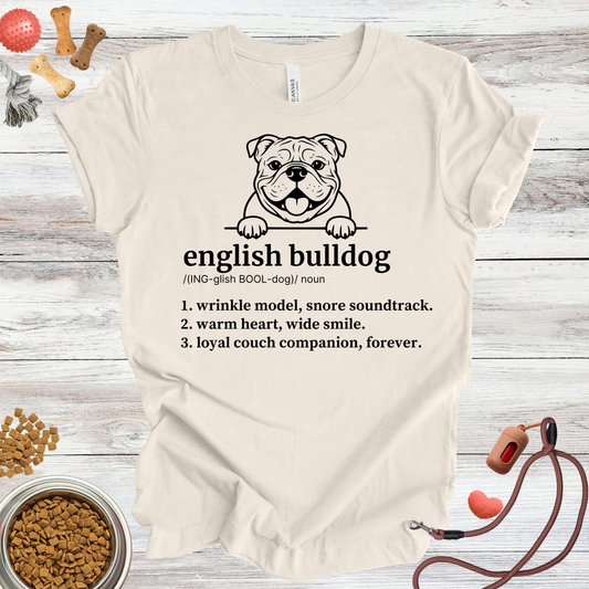 English Bulldog definition dog t-shirt in Natural — Paw Shaped Love