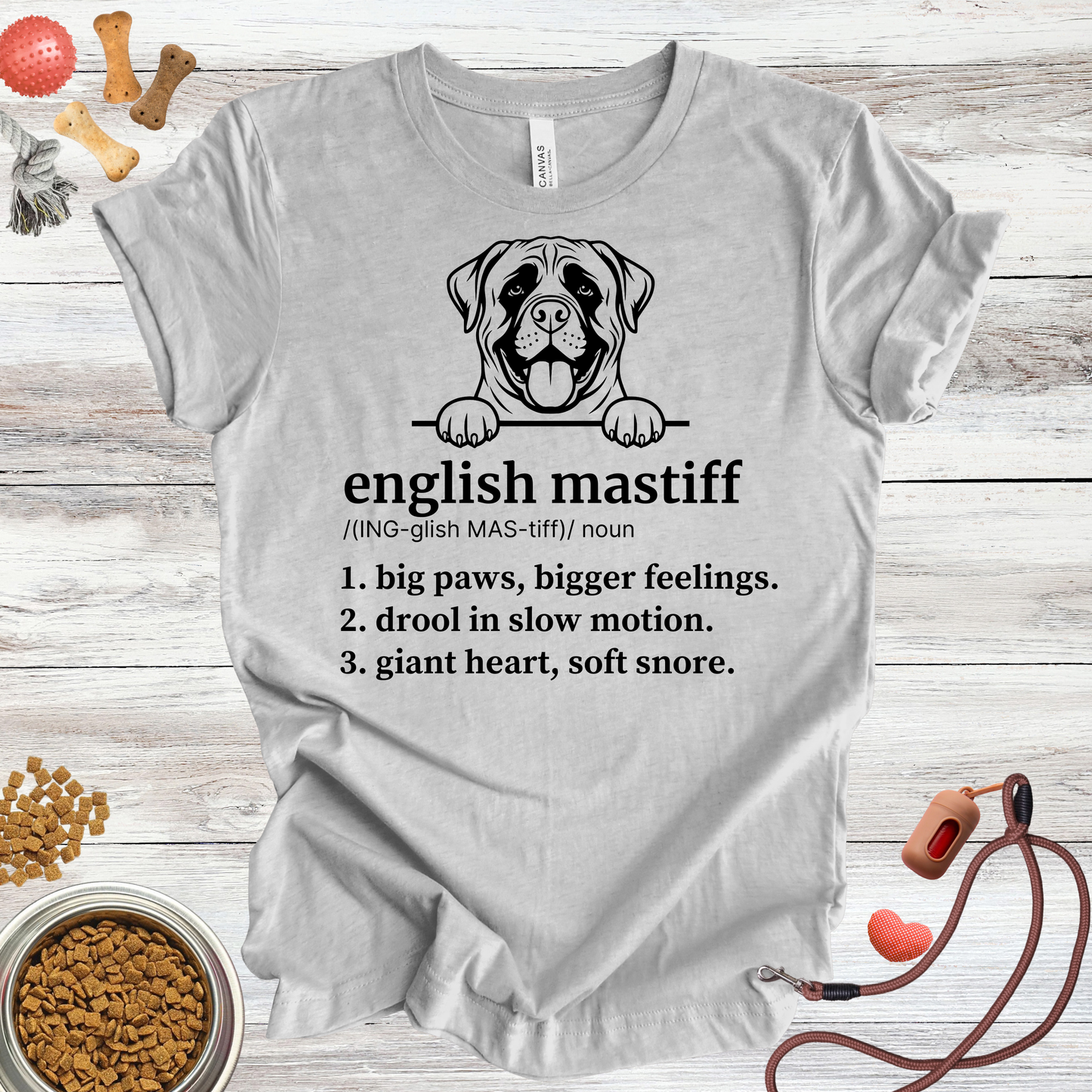English Mastiff definition dog t-shirt in Athletic Heather — Paw Shaped Love
