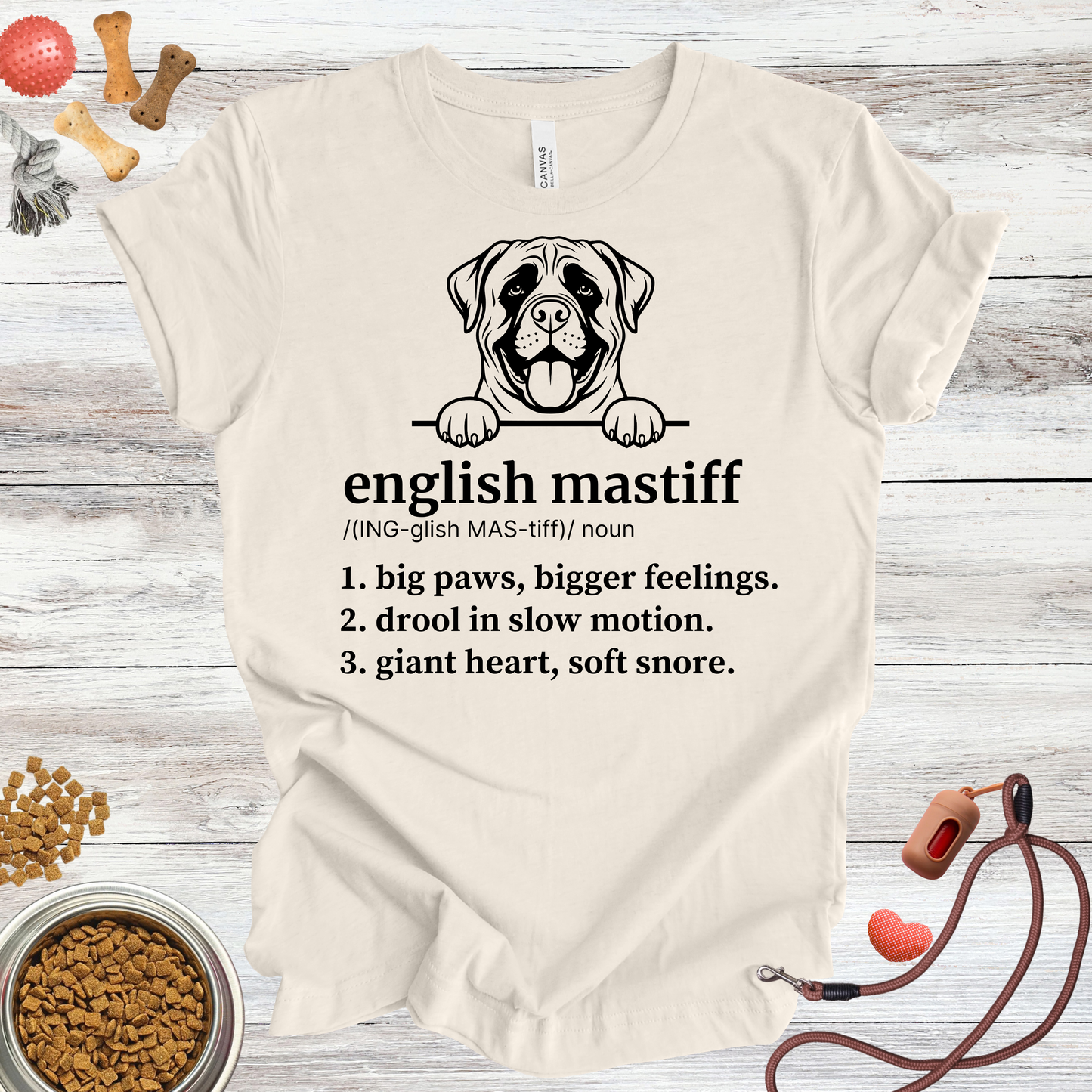 English Mastiff definition dog t-shirt in Natural — Paw Shaped Love