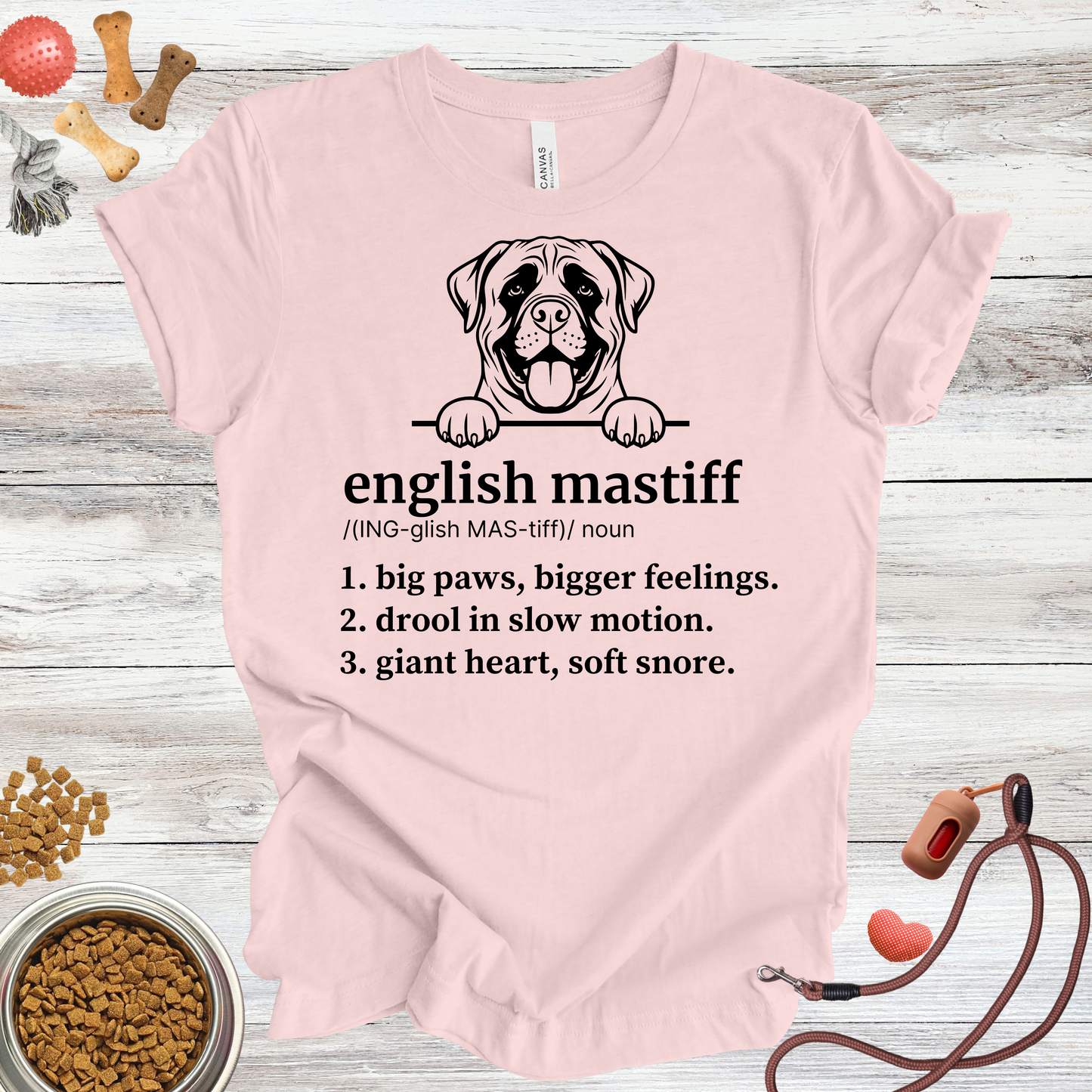 English Mastiff definition dog t-shirt in Soft Pink — Paw Shaped Love