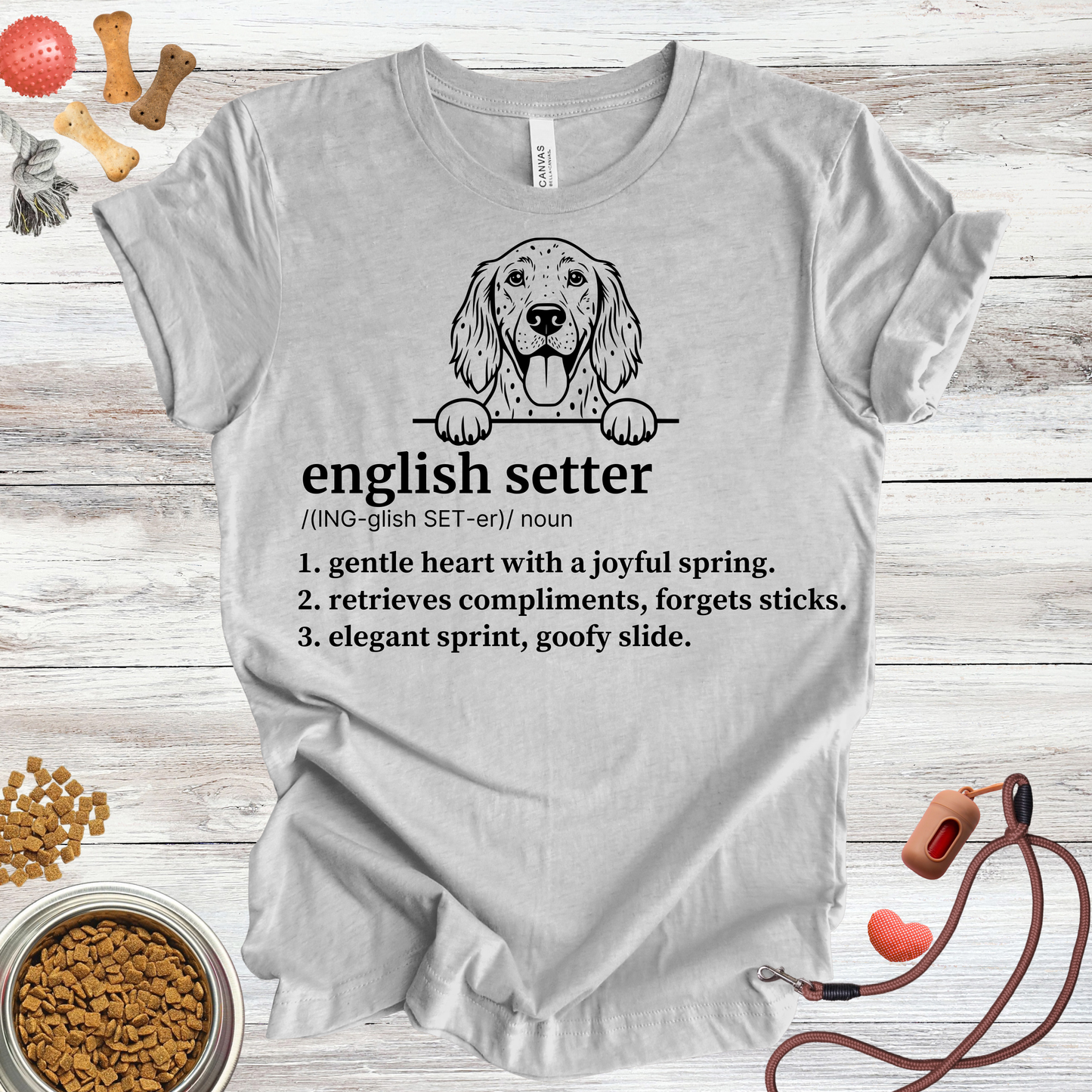 English Setter definition dog t-shirt in Athletic Heather — Paw Shaped Love