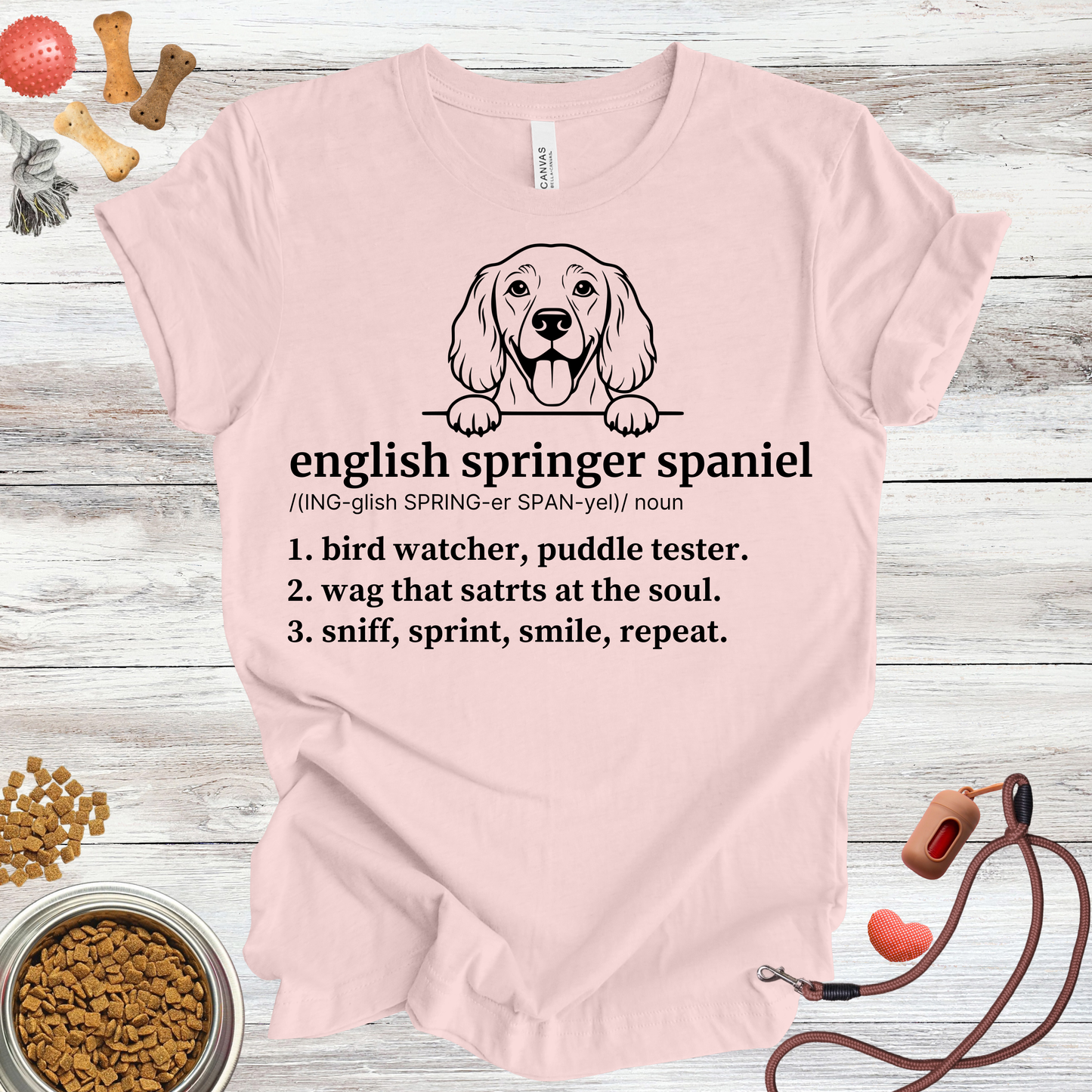 English Springer Spaniel definition dog t-shirt in Soft Pink — Paw Shaped Love