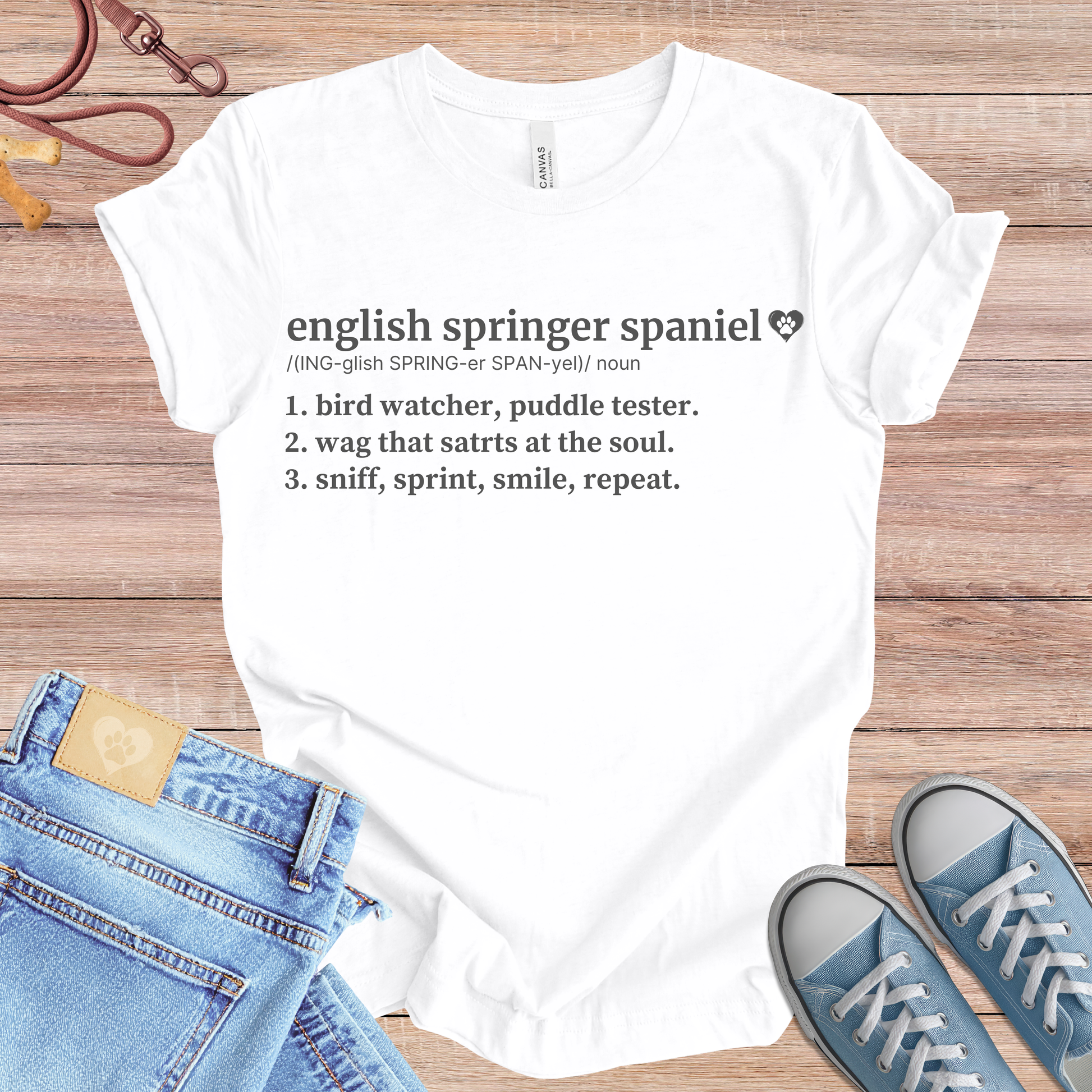 English Springer Spaniel definition Tee dog t-shirt in White — Paw Shaped Love