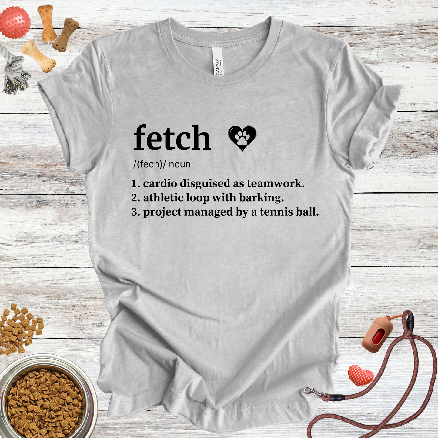 Fetch definition dog t-shirt in Athletic Heather — Paw Shaped Love