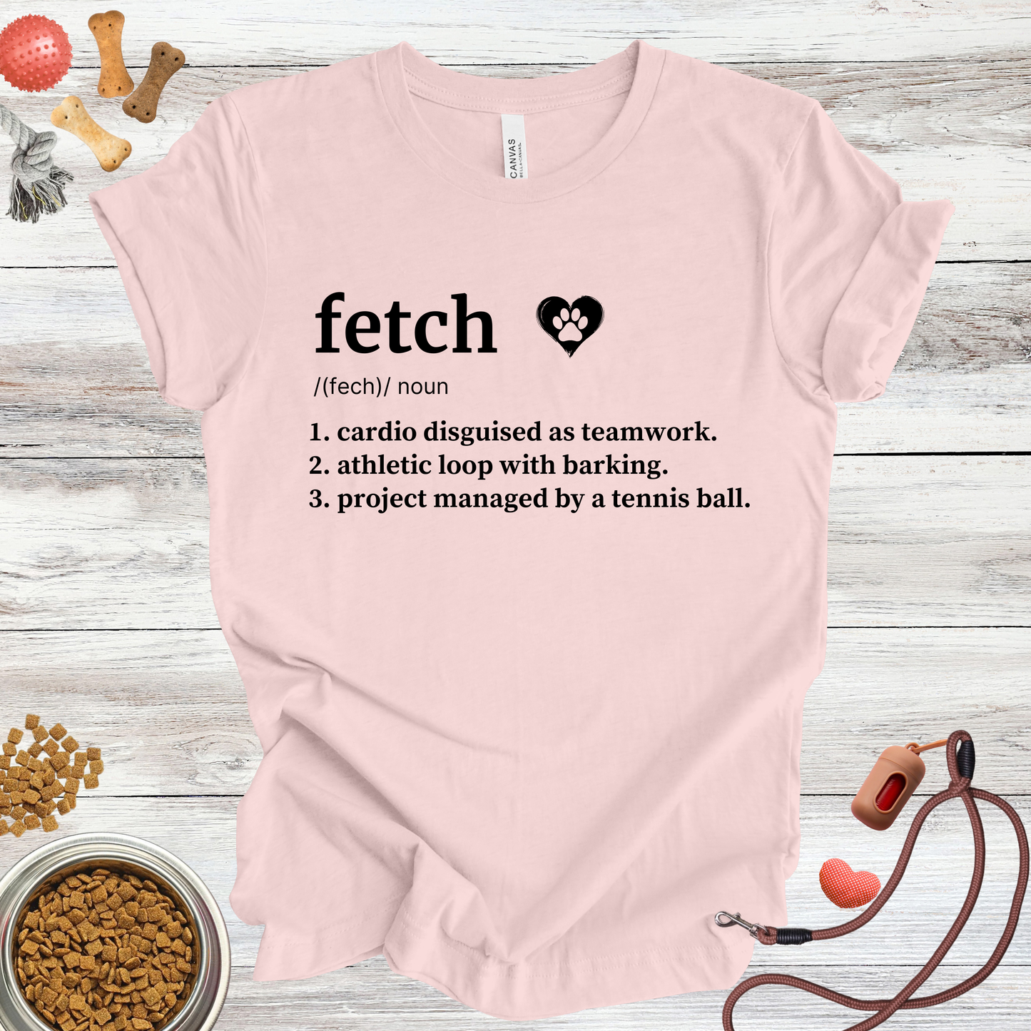 Fetch definition dog t-shirt in Soft Pink — Paw Shaped Love