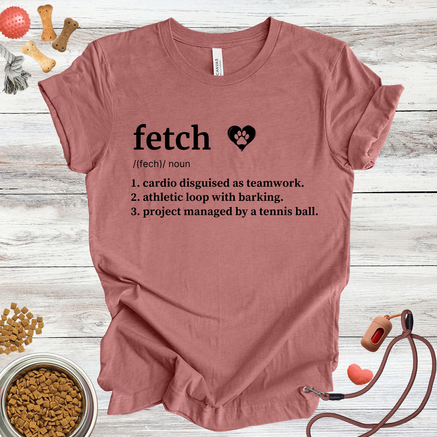 Fetch definition dog t-shirt in Heather Mauve — Paw Shaped Love