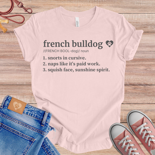 French Bulldog definition dog t-shirt in Soft Pink — Paw Shaped Love