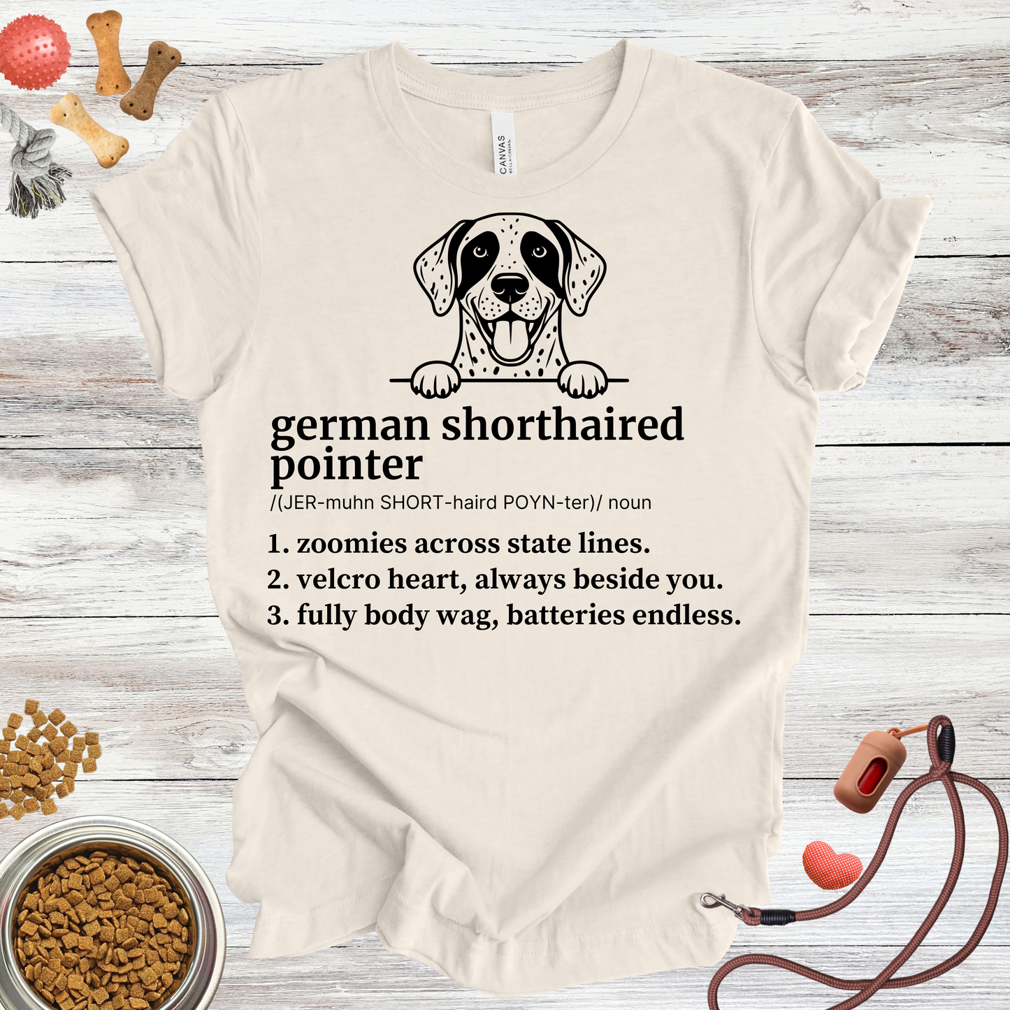 German Shorthaired Pointer definition dog t-shirt in Natural — Paw Shaped Love