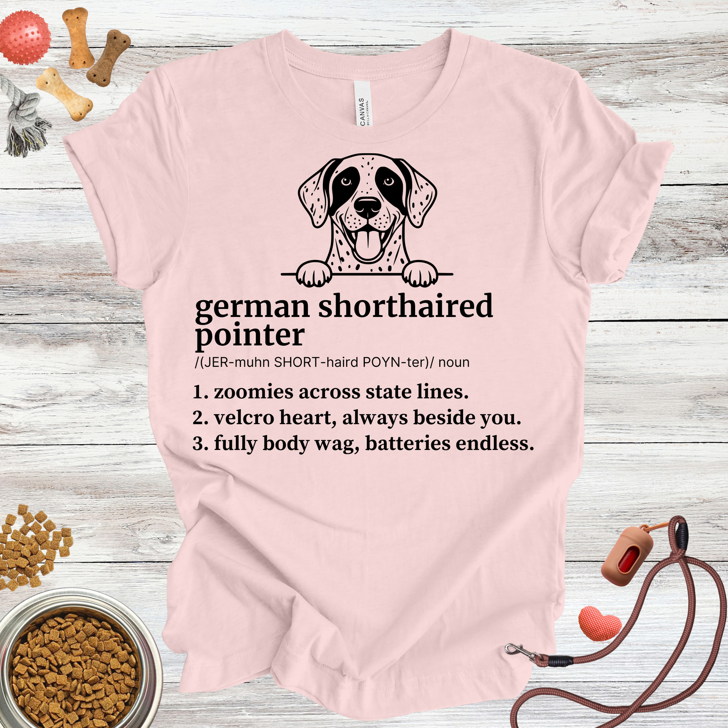 German Shorthaired Pointer definition dog t-shirt in Soft Pink — Paw Shaped Love