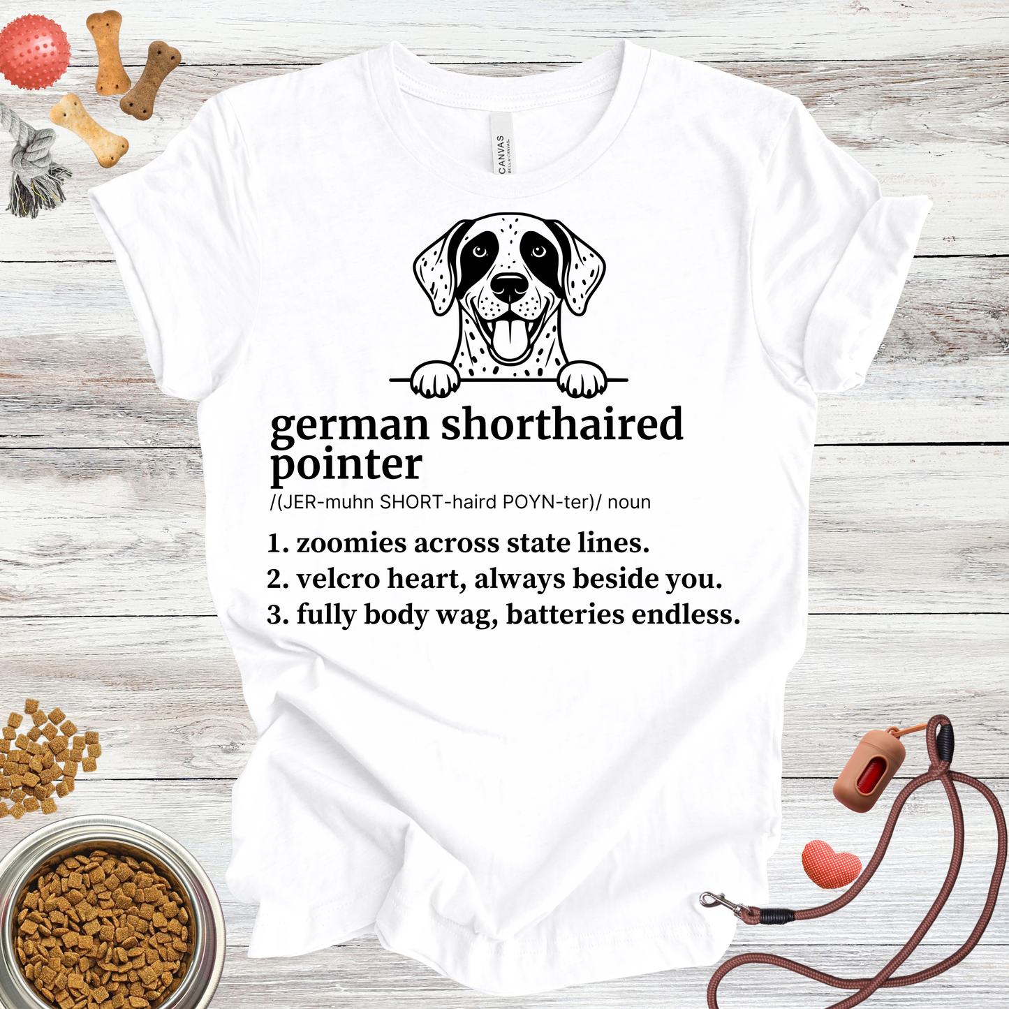 German Shorthaired Pointer definition dog t-shirt in White — Paw Shaped Love