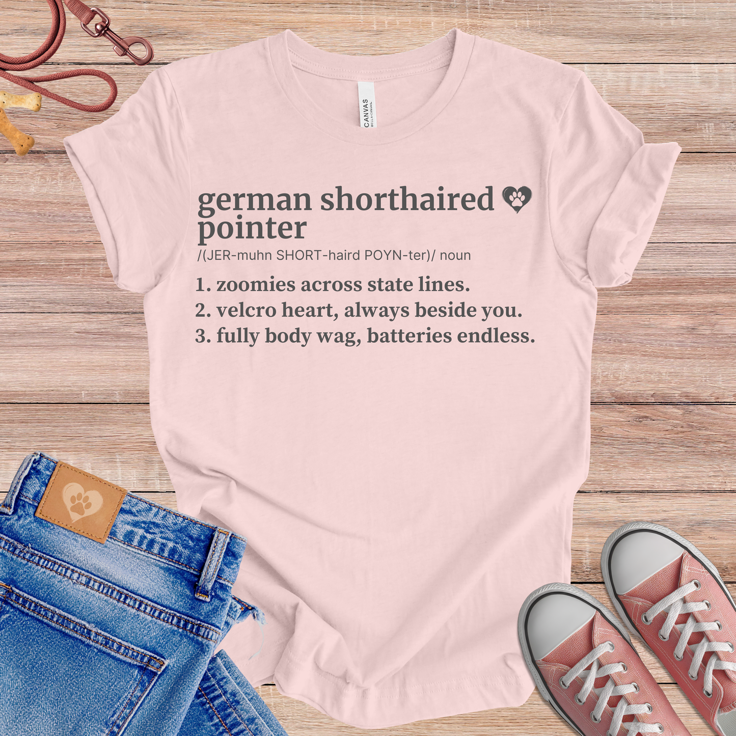 German Shorthaired Pointer definition Tee dog t-shirt in Soft Pink — Paw Shaped Love