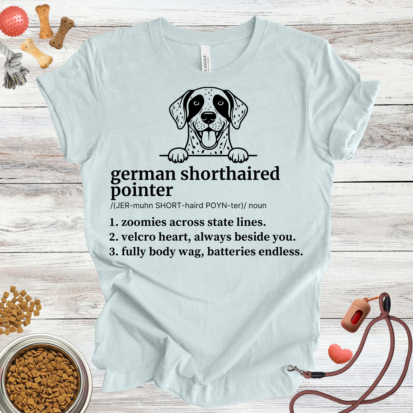 German Shorthaired Pointer definition dog t-shirt in Heather Ice Blue — Paw Shaped Love