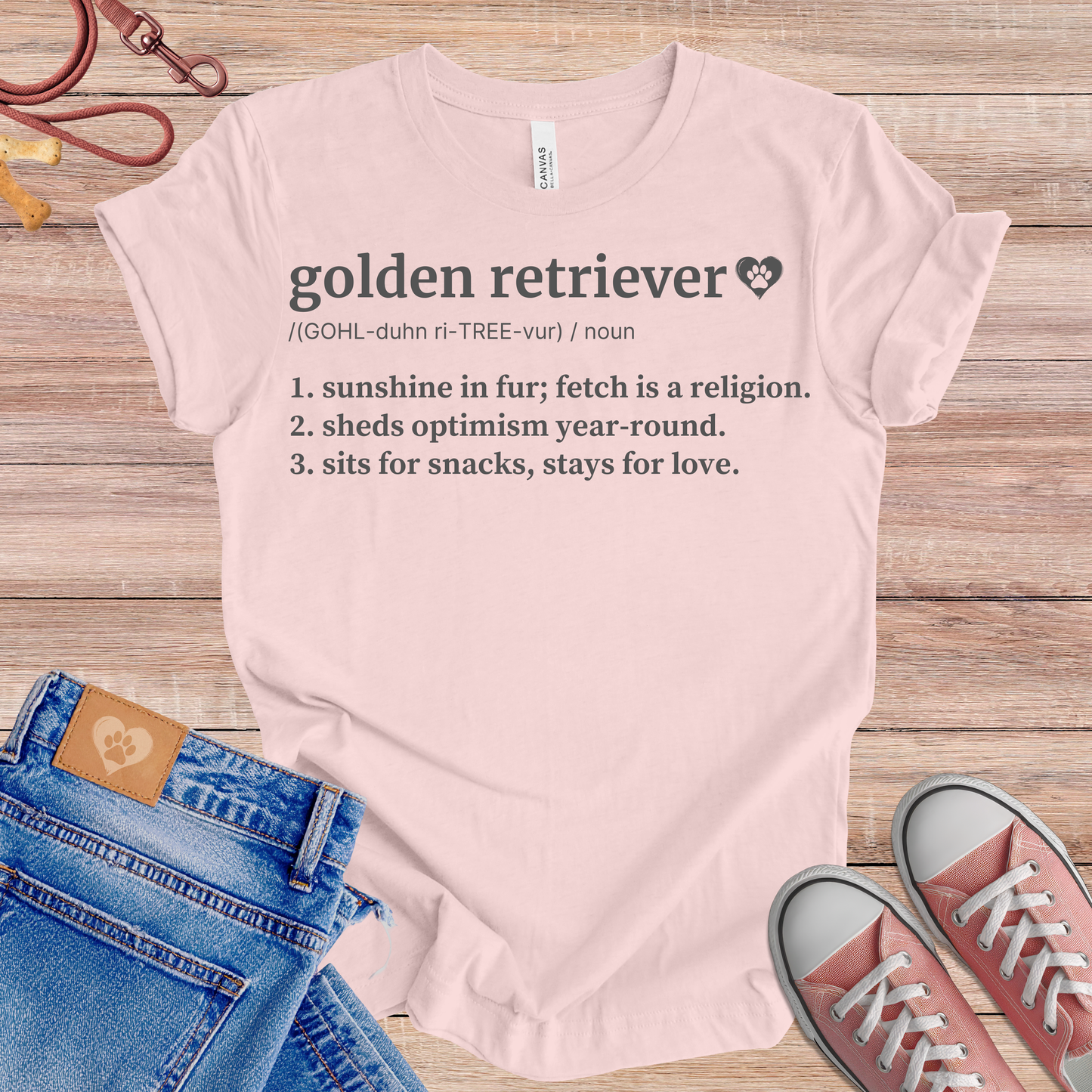 Golden Retriever definition dog t-shirt in Soft Pink — Paw Shaped Love