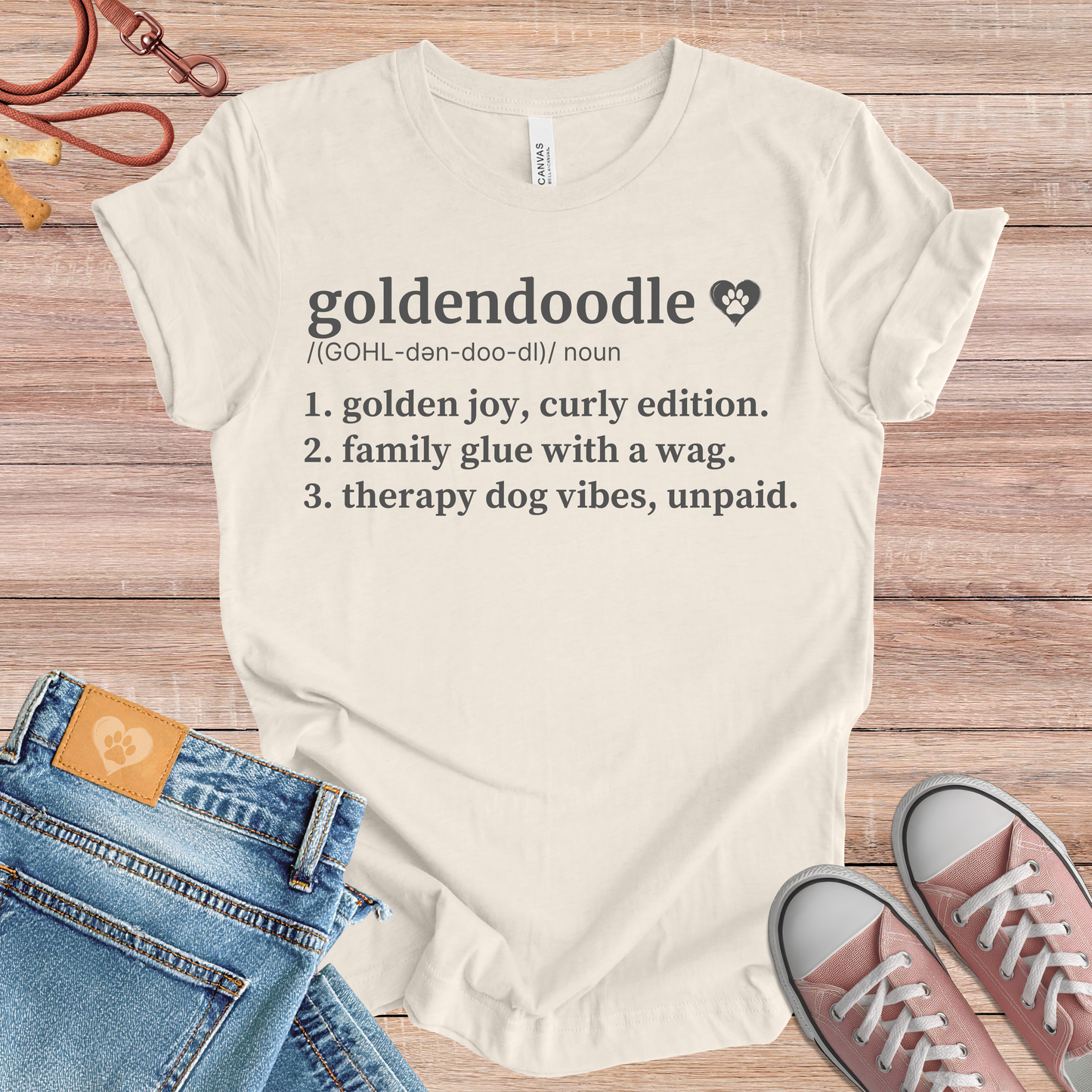 Goldendoodle definition Tee dog t-shirt in Natural — Paw Shaped Love